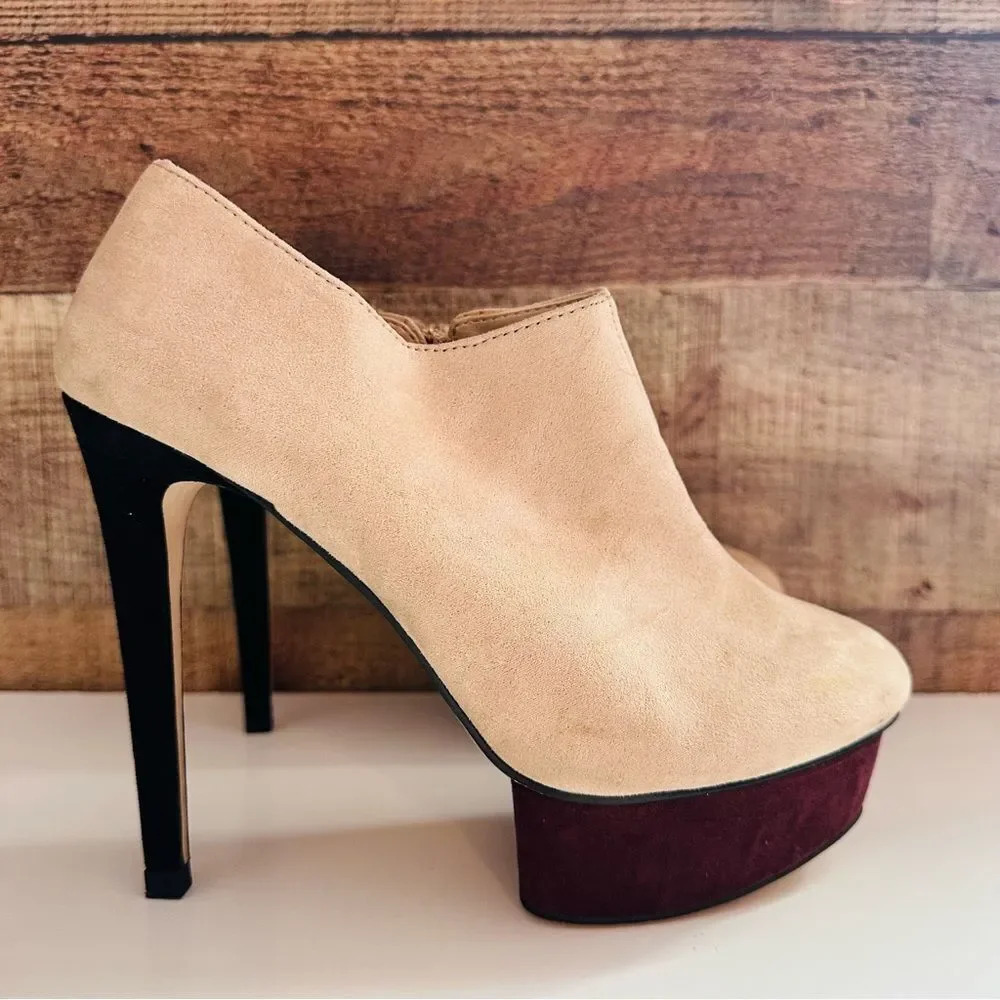 Zara Tan and Maroon Platform Heels